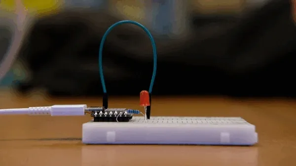Completed circuit with blinking LED